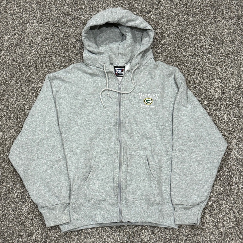 Vintage 90s Pro Player Green Bay Packers Zip Up Hoodie Mens‎ L Embroidered NFL